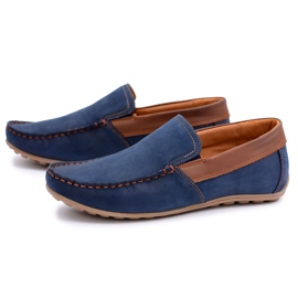 Moccasins Neex Leather Men's Pardon Slip-On Shoes navy blue 1