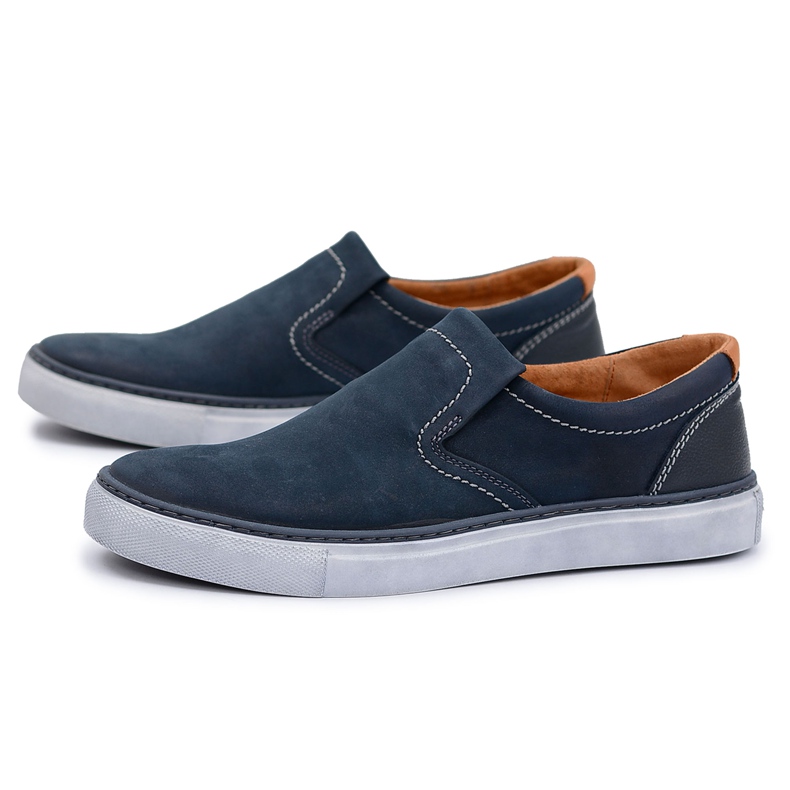 Neex | Polish Slip-On Leather Men's Jazzy Shoes navy blue 1