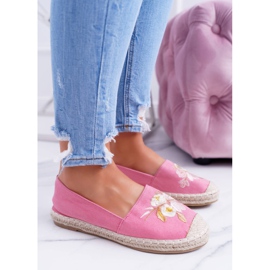 Fabric Pink Women's Espadrilles Slip On Flowers Wild 1