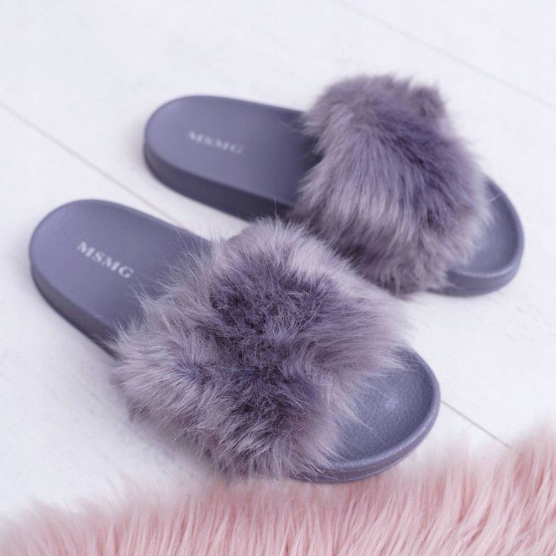 Women's Slippers With Fur Dark Gray Fur grey 1