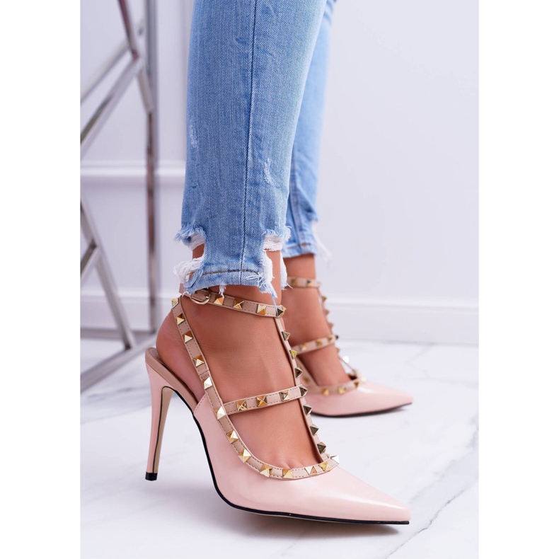 Women's Vices high heels, Lacquered Powder with Valenti Jets studs pink 1