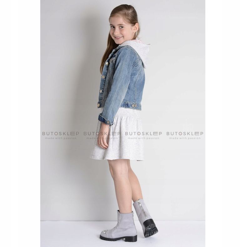 Lu Boo Gray Children's Ankle Boots with Cubic Zirconia LittleCarrie grey 1