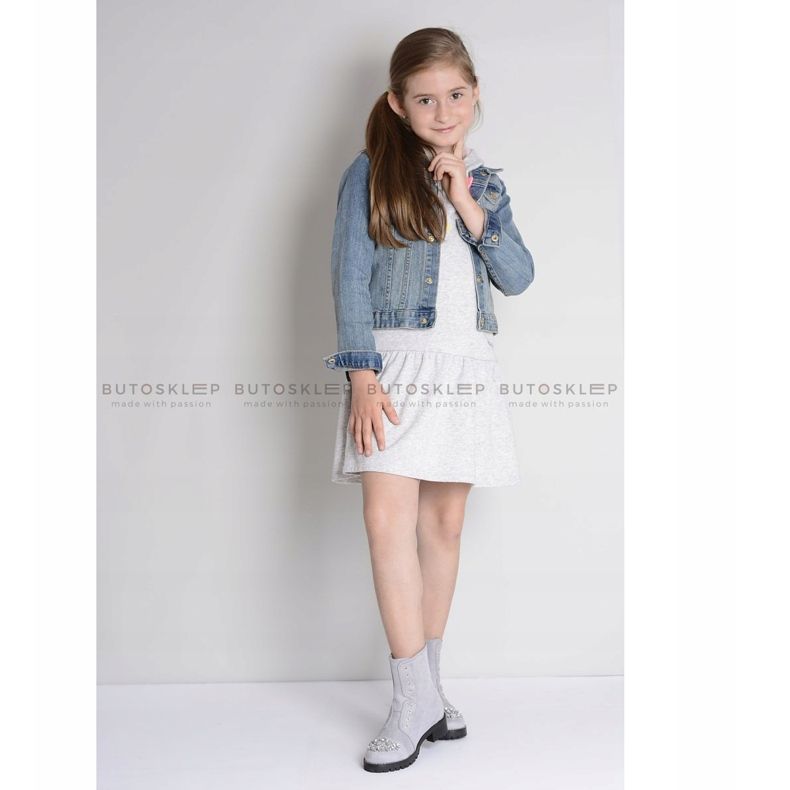 Lu Boo Gray Children's Ankle Boots with Cubic Zirconia LittleCarrie grey 2