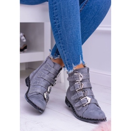 Lu Boo Dark gray Boots Virginia Rock Star Rivets Buckles Suede grey 1 Lu Boo Dark gray Boots Virginia Rock Star Rivets Buckles Suede grey 1