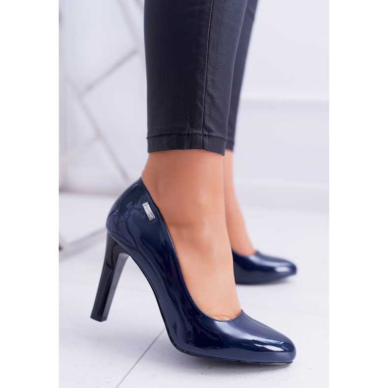 Women's Pumps Lacquered Navy Blue On a Bar Sergio Leone Campbell 1