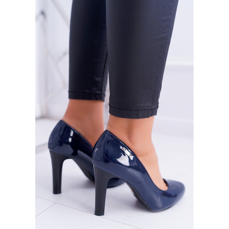 Women's Pumps Lacquered Navy Blue On a Bar Sergio Leone Campbell 2