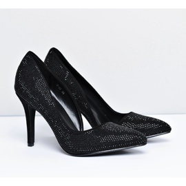 Vices Women's Black Suede Asymmetrical Rhinestones Santee 1