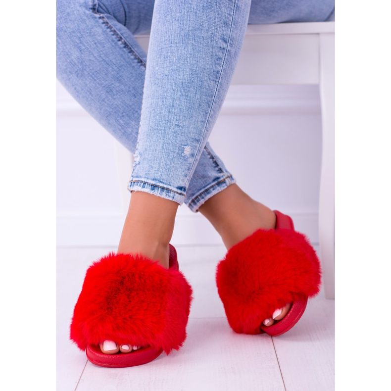 Lu Boo Red Women's Slippers With Fur Fur Xxl 1