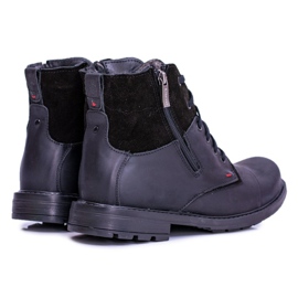 Men's Warm Leather Boots With Zippers Black KOMODO 871 2