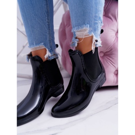 Women's Lacquered Black Slip-On Galoshes 2