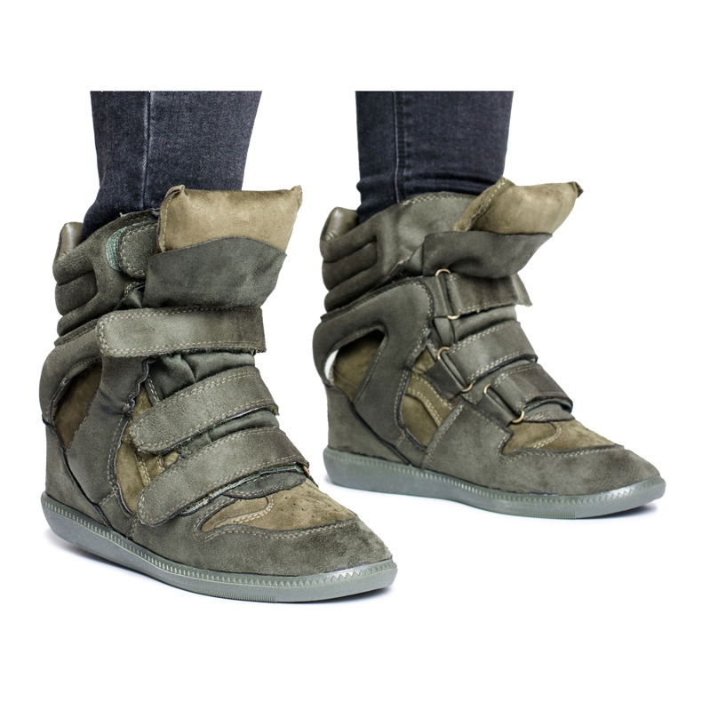 Women's Lu Boo Sneakers With Velcro Suede Olive Alexis green 1