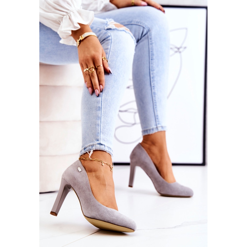 Women's Gray Suede Pumps On a Bar Sergio Leone Campbell grey 1