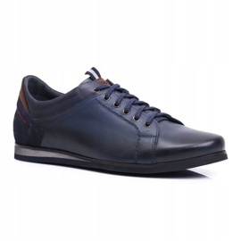 Navy Blue Leather Men's Sports Shoes Nikopol Achilles 1