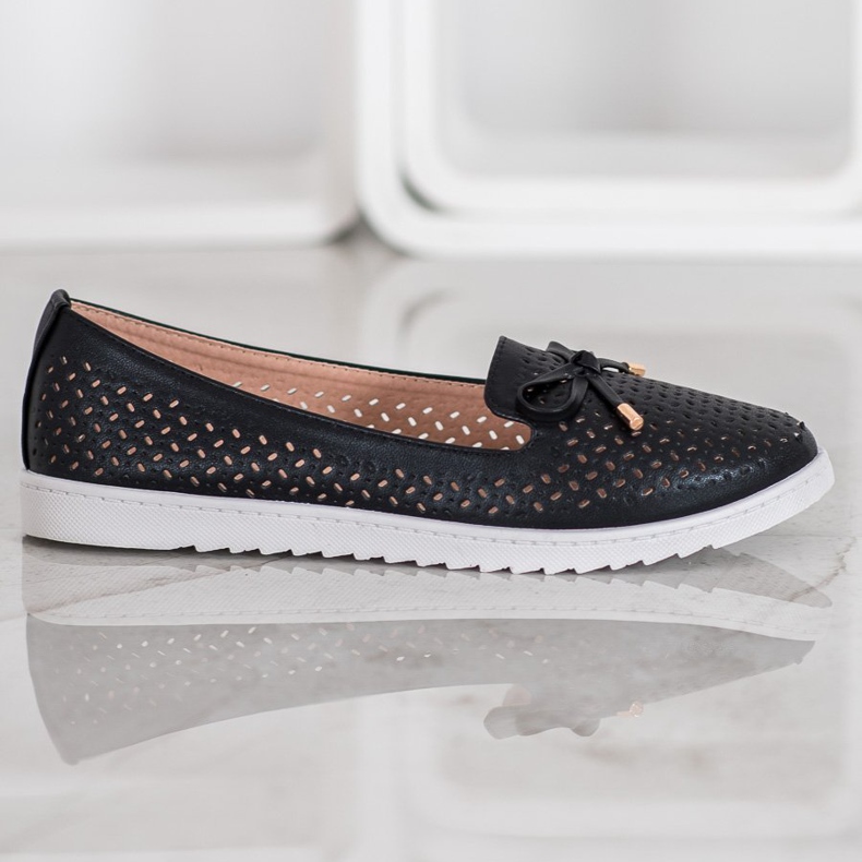 Weide Openwork loafers with glitter black 1