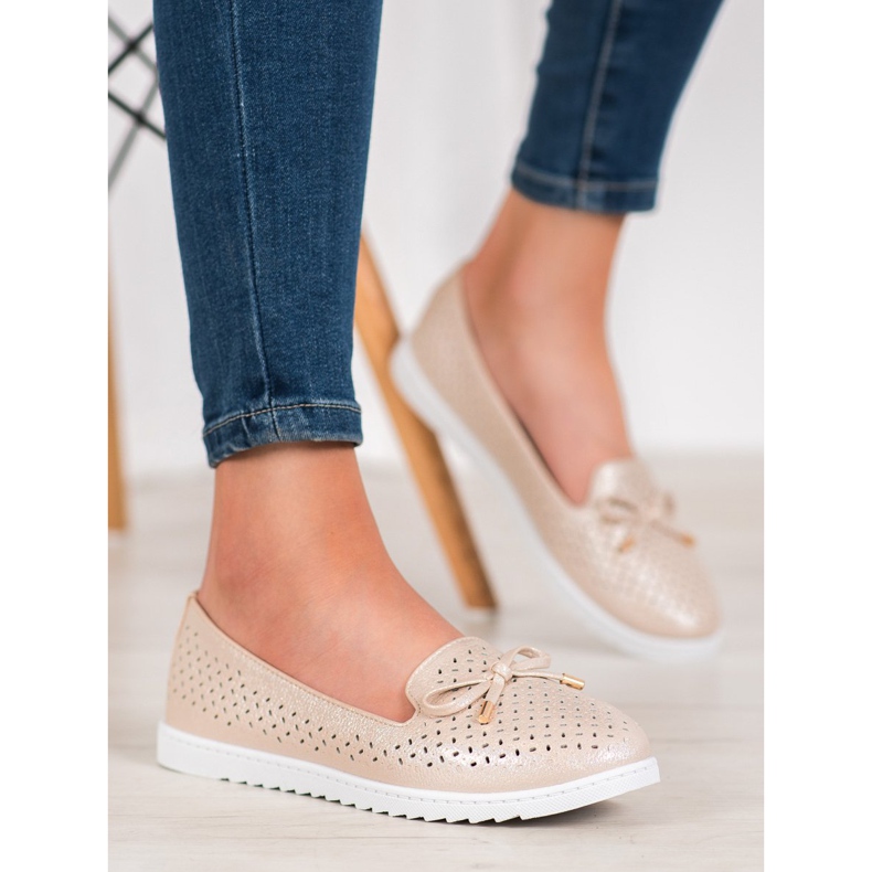 Weide Openwork loafers with glitter brown 1