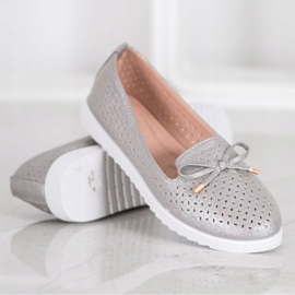 Weide Openwork loafers with glitter grey 1