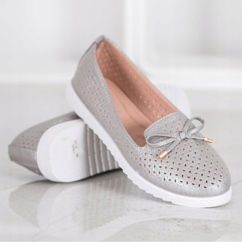 Weide Openwork loafers with glitter grey 1