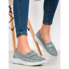 Small Swan Loafers On The Platform blue grey 2