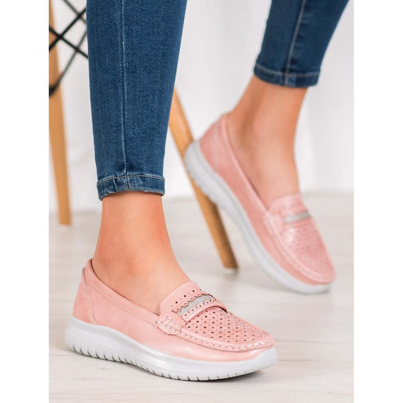 Small Swan Loafers On The Platform pink 2