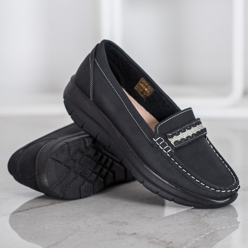 SHELOVET Comfortable Loafers On Paltform black 1