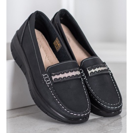 SHELOVET Comfortable Loafers On Paltform black 2