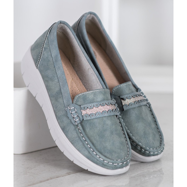 SHELOVET Comfortable Loafers On The Platform blue 2