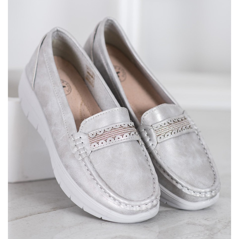 SHELOVET Comfortable Loafers On The Platform grey 1
