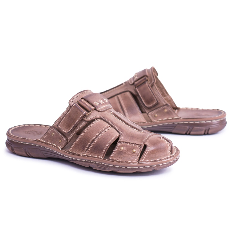 Joker Men's Leather Slippers Mustang Brown 1