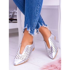 Lu Boo Silver Women's Synthia Slip-On Shoes grey 1