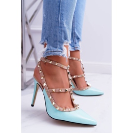 Women's VICES stilettos, lacquered, blue, with Valenti jets 2