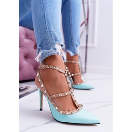 Women's VICES stilettos, lacquered, blue, with Valenti jets 1