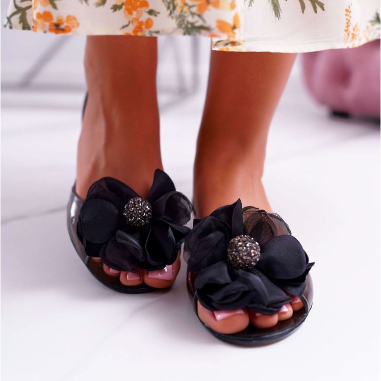 Lu Boo | Rubber Ballerinas Meliski Flowers Black Candela 2