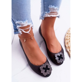 Lu Boo | Black Rubber Ballerinas Meliski Rhinestones Palita 1