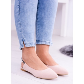 Lu Boo Pink Suede Ballerinas in Spitz Rhinestones Macron 1