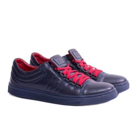 KENT Men's Navy Blue Leather Elon Sneakers 1
