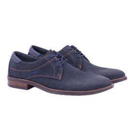 KOMODO Elegant Men's Leather Shoes Santiago Navy Blue 1