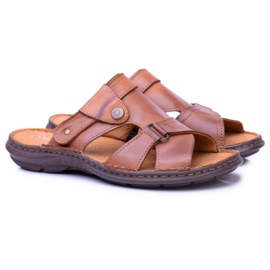 Polbut Brown Men's Slippers Sandals Hideki leather 1 Polbut Brown Men's Slippers Sandals Hideki leather 1