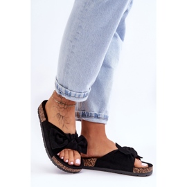 PS1 Women's Black Slippers On The Cork Bow Wendy 1