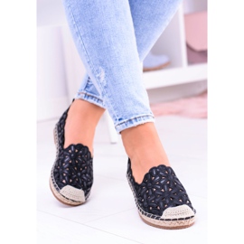 Lu Boo Women's Black Espadrilles with Macarena Ballerinas 1