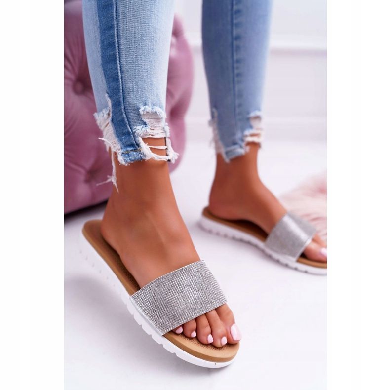 Lu Boo Women's Silver Slippers With Sequins Goodies grey 2