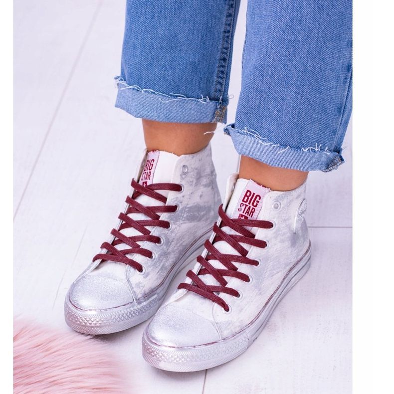 Big Star High White Silver Plated Sneakers BB274016 2