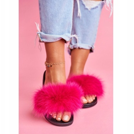Women's Slippers with Natural Fur Fuchsia Naturis pink 2