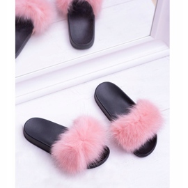 Women's Slippers with Natural Fur Pink Naturis 1