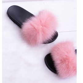 Women's Slippers with Natural Fur Pink Naturis 2 Women's Slippers with Natural Fur Pink Naturis 2