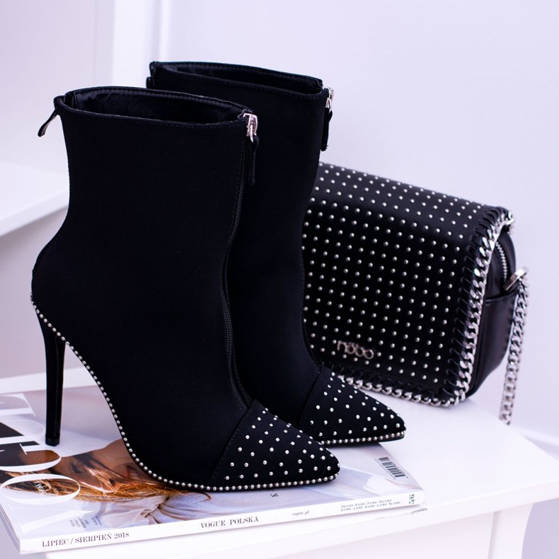 BUGO Black Suede Boots on a Regio Heel 1