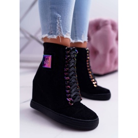 Women's Sneakers Lu Boo Black Suede with Iridescent Chains Monica 1 Women's Sneakers Lu Boo Black Suede with Iridescent Chains Monica 1