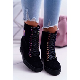 Women's Sneakers Lu Boo Black Suede with Iridescent Chains Monica 2