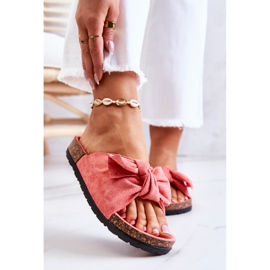 PS1 Women's Coral Slippers With A Bow Wendy Cork pink 1