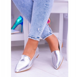 Silver Mirrored Women's Loafers Lu Boo Mireldo grey 1