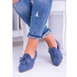 Lu Boo Navy Blue Ballerinas In Lordsy Spitz Suede Feliciano 2